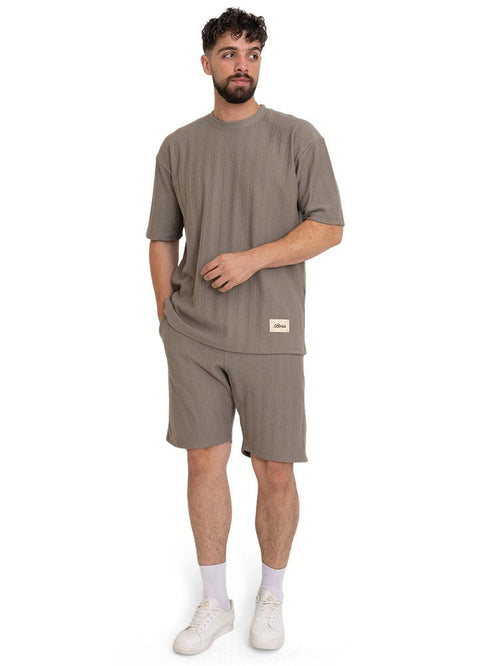 Olive Striperd Jacquard Short - Khotwh